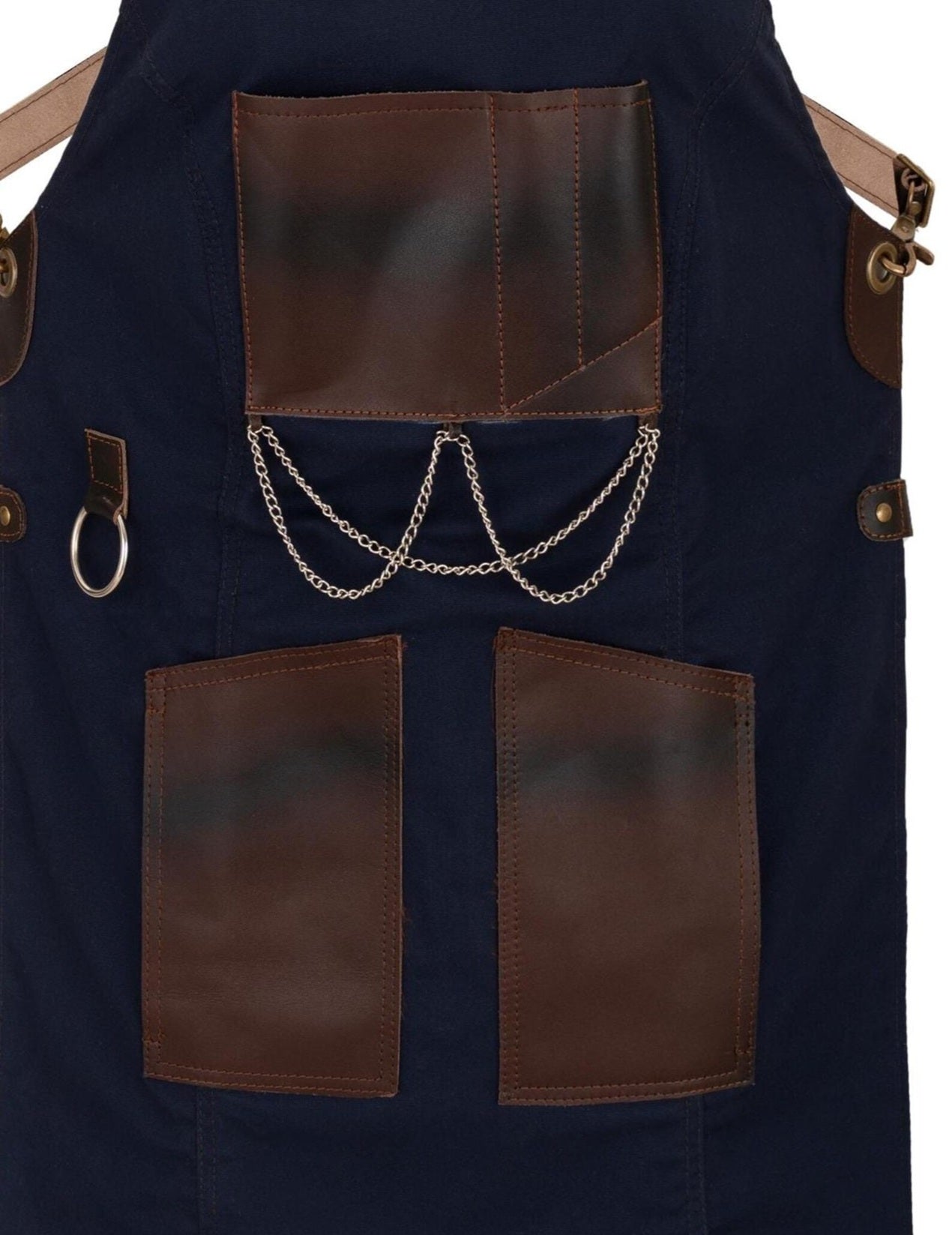 The Bedfordshire New Style Blue Canvas and Leather Apron