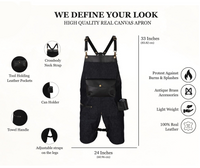 Black Denim Split-Leg Apron with Can Holder