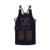 The Bedfordshire New Style Blue Canvas and Leather Apron