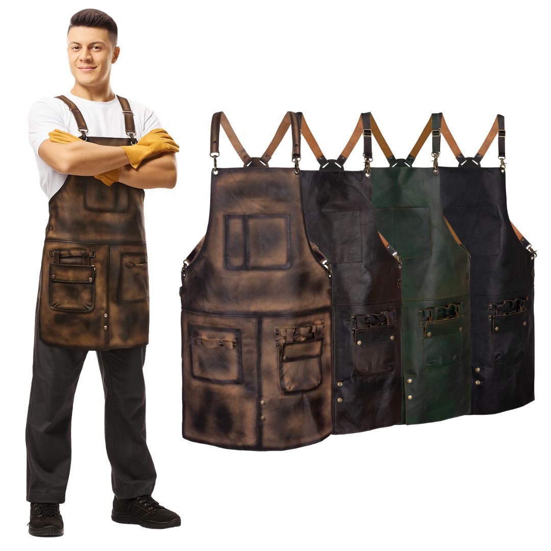 The Cambridgeshire Full Grain Leather Crossback Working Apron - Free Customized Branding