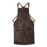 Adjustable leather cross-back straps with metal buckles and clips