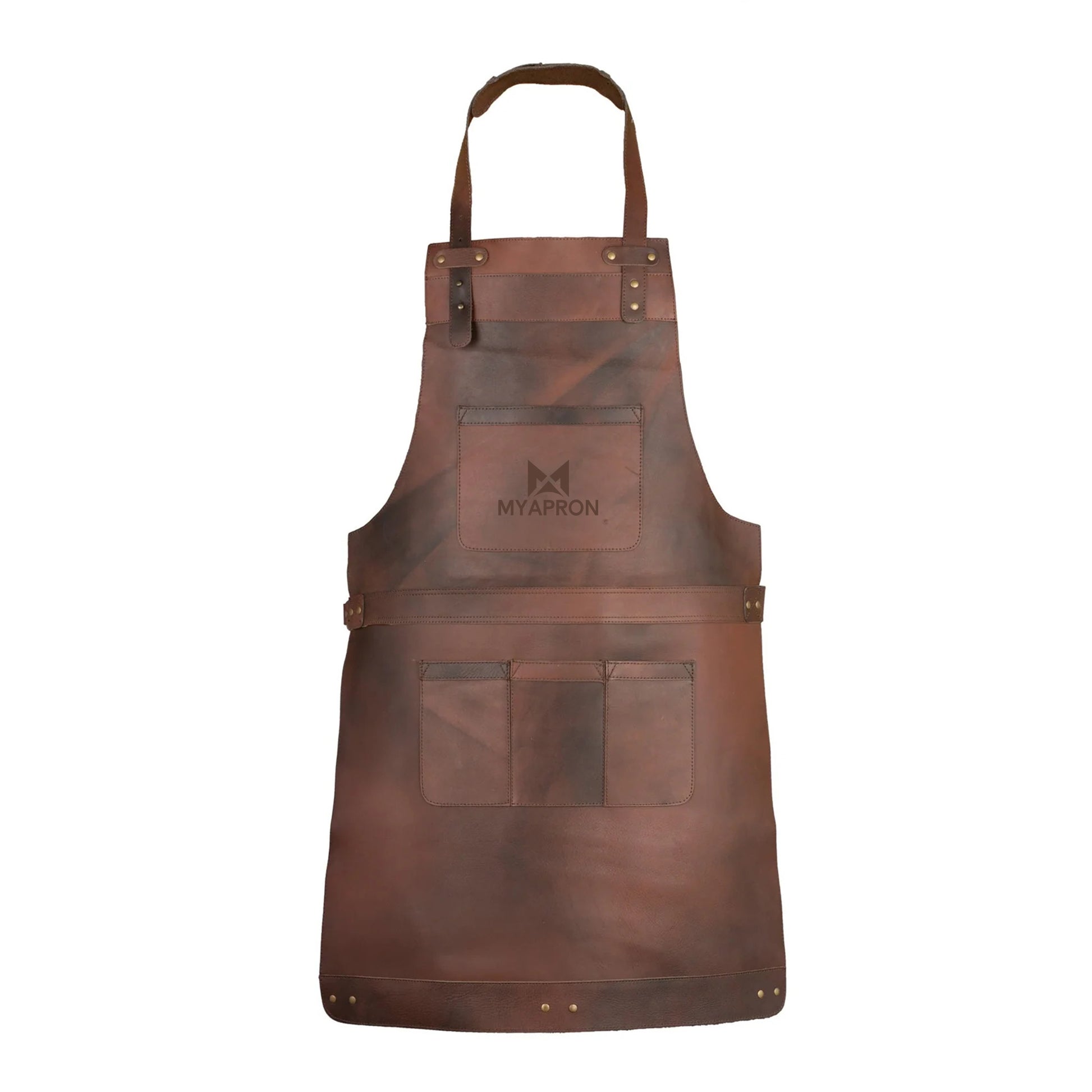 Full-grain leather apron featuring personalised business branding