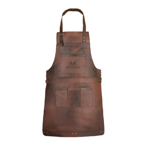 Full-grain leather apron featuring personalised business branding
