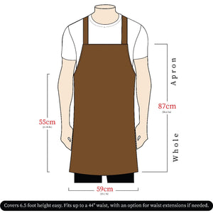 Dark brown leather apron customised with a restaurant logo